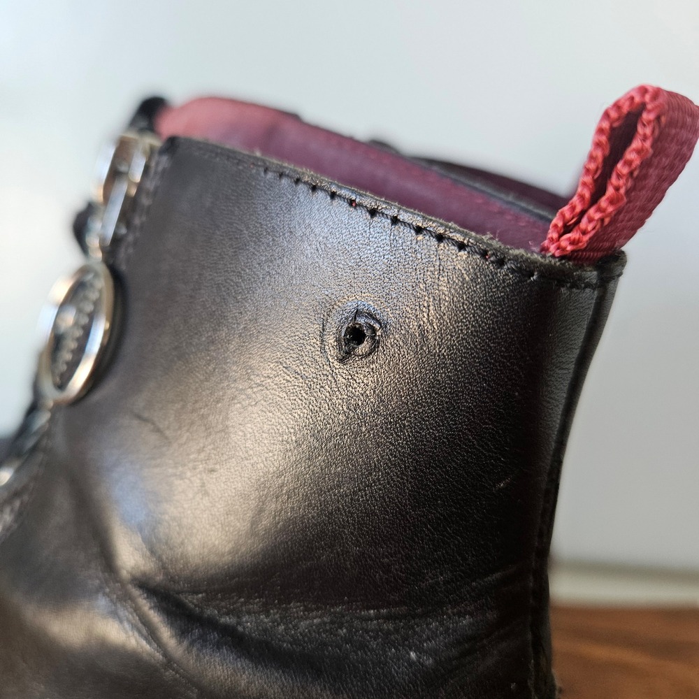 Pikolinos Black Leather Studded Combat Boots Side Zip Lug Sole Size 38 *FLAW* - Picture 6 of 9